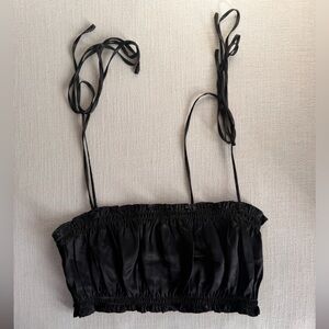 Reformation Black Satin Top with Straps